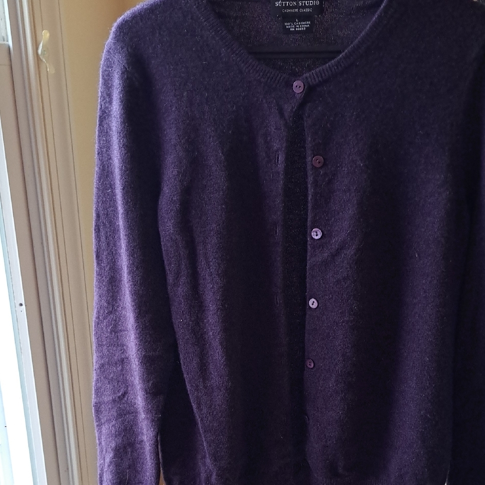 100% Cashmere Purple Cardigan by Sutton Studio
